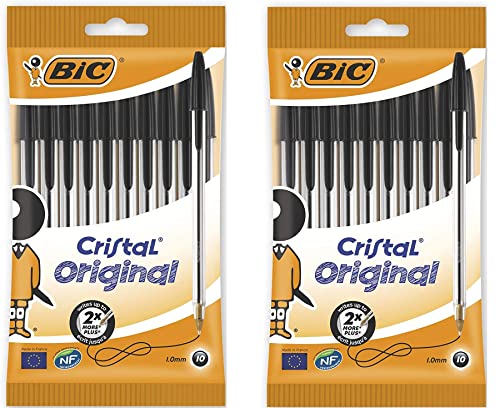 BIC Cristal Ballpoint Pen Medium Point, Pack of 4 Black, 8308591, Pack of 4 Pens