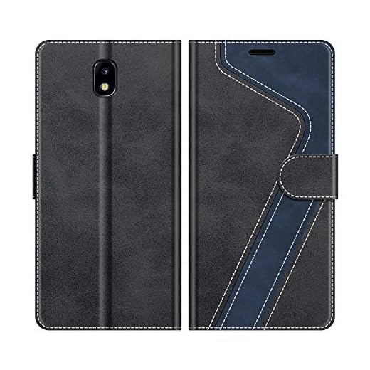 MOBESV fodral kompatibel med Samsung Galaxy J5 2017, magnetiskt mobilfodral flip-fodral till Samsung Galaxy J5 2017 telefonfodral, Svart