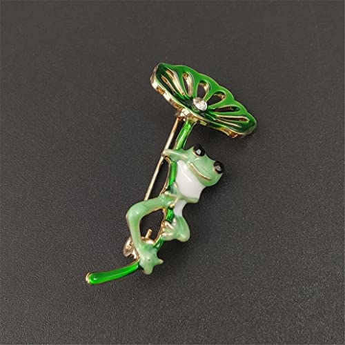 Image of Lotus and Frog Brooch Pendant Pin Broach Ladies Badges for Wedding Dress Jewelry Women Small Gift Fine Craftsmanship Fashion Book