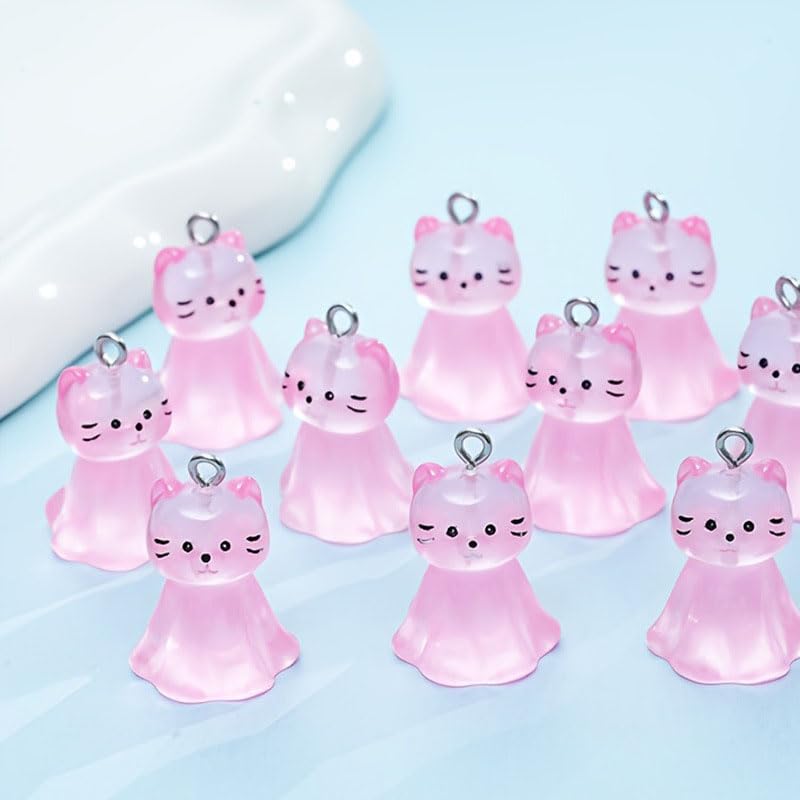 21 pendentifs de chat en résine phosphorescents pour bricolage - 2