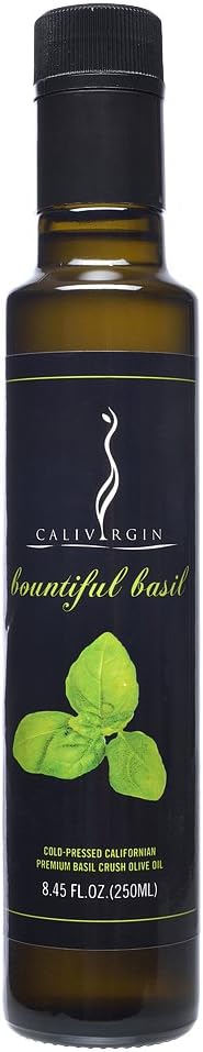 Calivirgin Basil Olive Oil - Basil Infused Extra Virgin Olive Oil - Cold Pressed Olive Oil - Basil Flavored Olive Oil - No Preservatives - Gourmet Olive Oil from Organically Grown Olives - 250ml