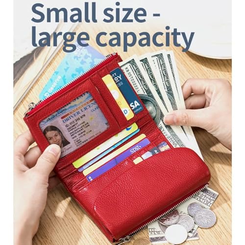 Presencte Wallet, Joyfullygo Wallet, Unisex Pebble Leather Wallet, 5.3in Short Genuine Leather Coin Card Holder, Soft Leather Wallets for Women, Small Compact Bifold Pocket Purs (U)3