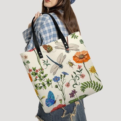 Sac shopping libellule et papillon pour femme 39x39cm - 2
