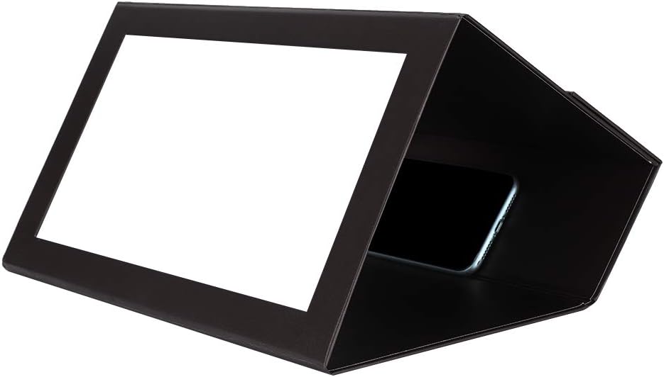 Folding HD Acrylic Lens Mobile Phone Screen Video Magnifier, Wireless Screen Amplifier with 2-4X Zoom, Portable Phone Amplifier for All Smartphones, No Battery Needed (Black)