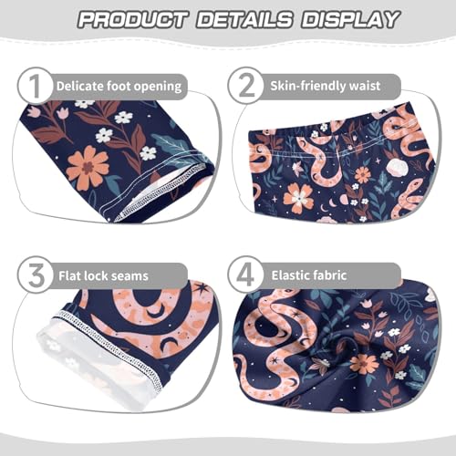 Wusikd Snakes Flowers Girls' Leggings Toddler Doodles Stars Kids Yoga Pants Dance Active Tights 7-8T Multi3