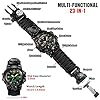 23-in-1 Survival Military Digital Watch, Mens Tactical Multi-Functional and Adjustable Wristband Outdoors Waterproof Sports Dual Dial Watches with Compass Paracord Band, Black, Digital #2