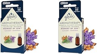 Glade Aromatherapy Essential Oils Duft-Diffuser Nachfüller, Moment of Zen, Lavendel + Sandelholz Aroma Diffuser, 17.4ml (Packung mit 2)