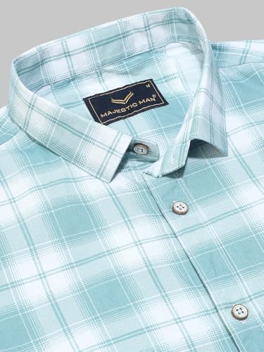 Image of Majestic Man Men Box Checkered Slim Fit Cotton Casual Shirt
