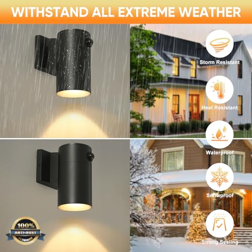 Image of QQCherry LED Modern Outdoor Wall Light, Motion Sensor Outdoor Lights, Aluminum Outdoor Porch Sconce for House, Patio, Garage, Doorway & Entryway - Stylish Waterproof Exterior Lighting for Outside