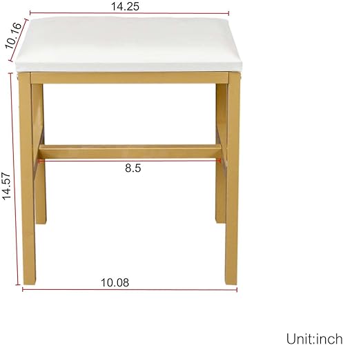 Miniatura 7 de Moderno juego de mesa de tocador con 9 luces LED espejo y taburete, brillo ajustable, tocador de maquillaje con cajones de almacenamiento y estantes