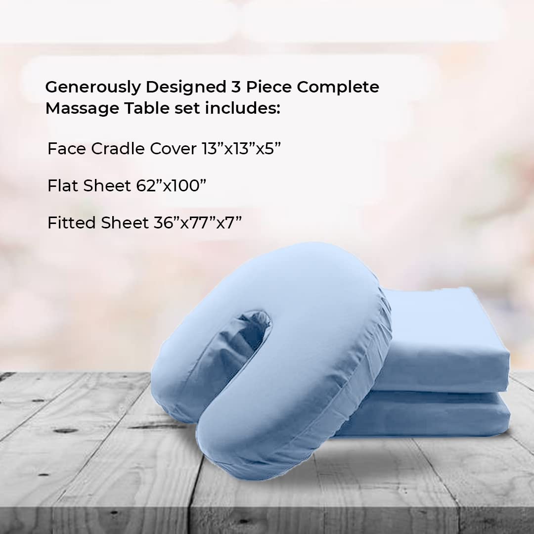 Avalon Care 3-Piece Cotton Flannel Massage Table Sheets Set