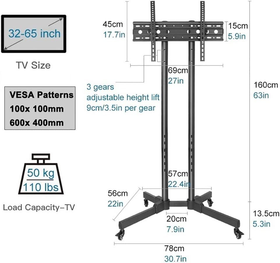 Soporte móvil para TV con ruedas ajustable en altura miniatura 4