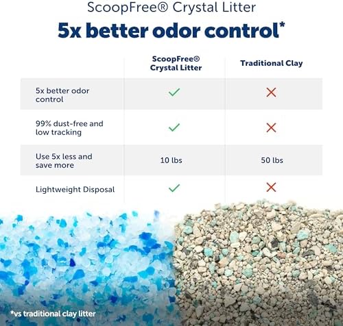 PetSafe ScoopFree Crystal Pro Self-Cleaning Cat Litter — top-down angle highlighting key features