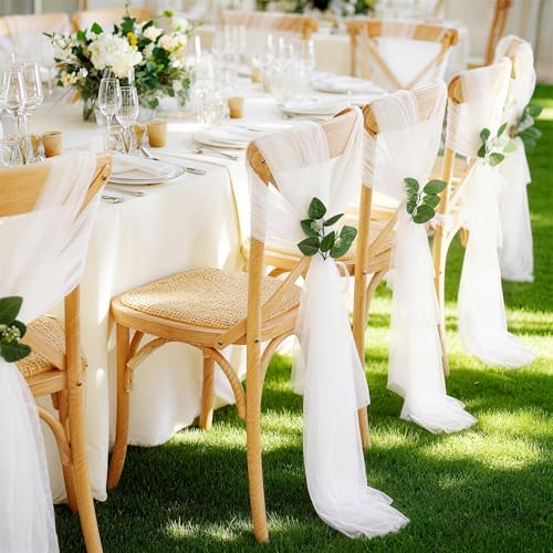 Cintas de gasa DazzWed de alta calidad para decoración sofisticada de bancos en bodas 6