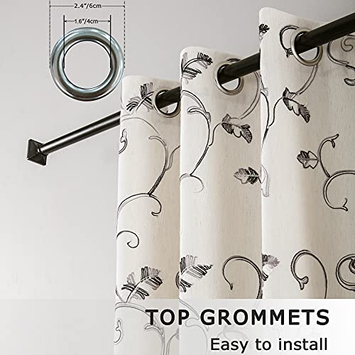 Vogol 2 Panels Ultra Sleep Vines Embroidered Curtains 84 Inches Long, Window Curtain Panels For Living Room & Bedroom, 52 X 84 Inch, Grey, 2 Panels #TOP2