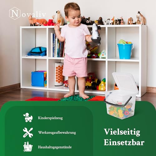 Novaliv 10x Waschmittelbox mit Deckel 4 Liter I Transparent I 23,5 x 18 x 18,5 cm I Box Waschpulver Aufbewahrungsbox mit Henkel Waschmittel… – Ansicht 7