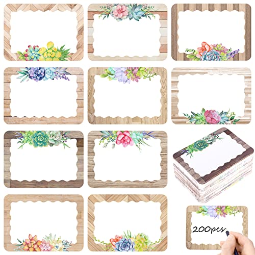Étiquettes vierges fournitures scolaires autocollantes design fleur