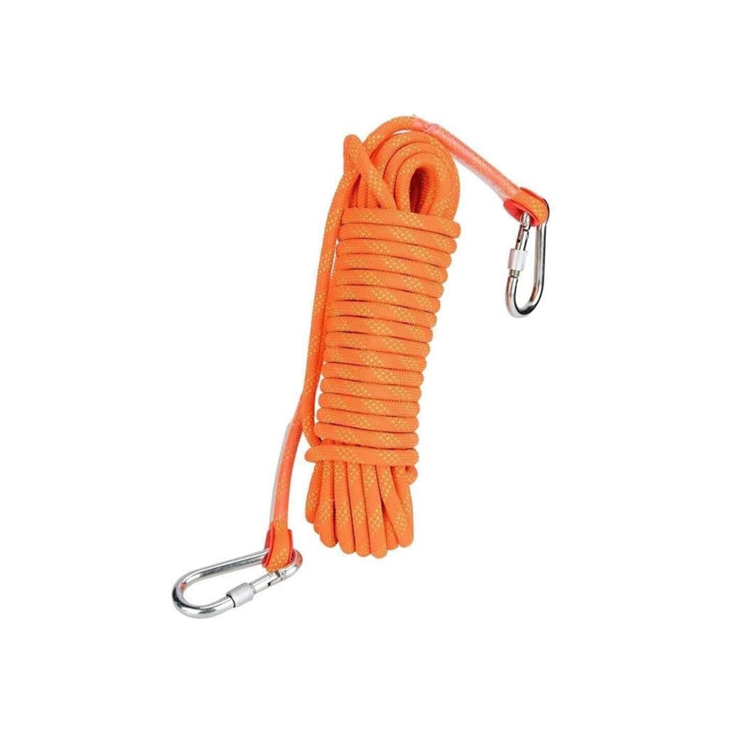 10/12/14mm Corda da Arrampicata 10m Sicurezza con 2 Moschettone Ad Alta Resistenza Carico per Alpinismo Fuga Strumenti Salvavita