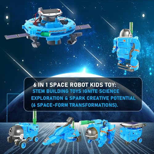 stem 6-in-1 education solar power robots toys for boys age 8-12 cool ideal gifts for boys building toys science kits robotics set stem project gifts for 8 9 10 11 12 years old boy girls teens