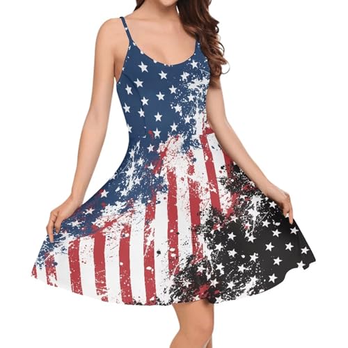 Image of Cozeyat Women Girls Summer Sleeveless Dress Casual Swing Beach Cover Up Knee Length Dresses,Large Size XS-4XL