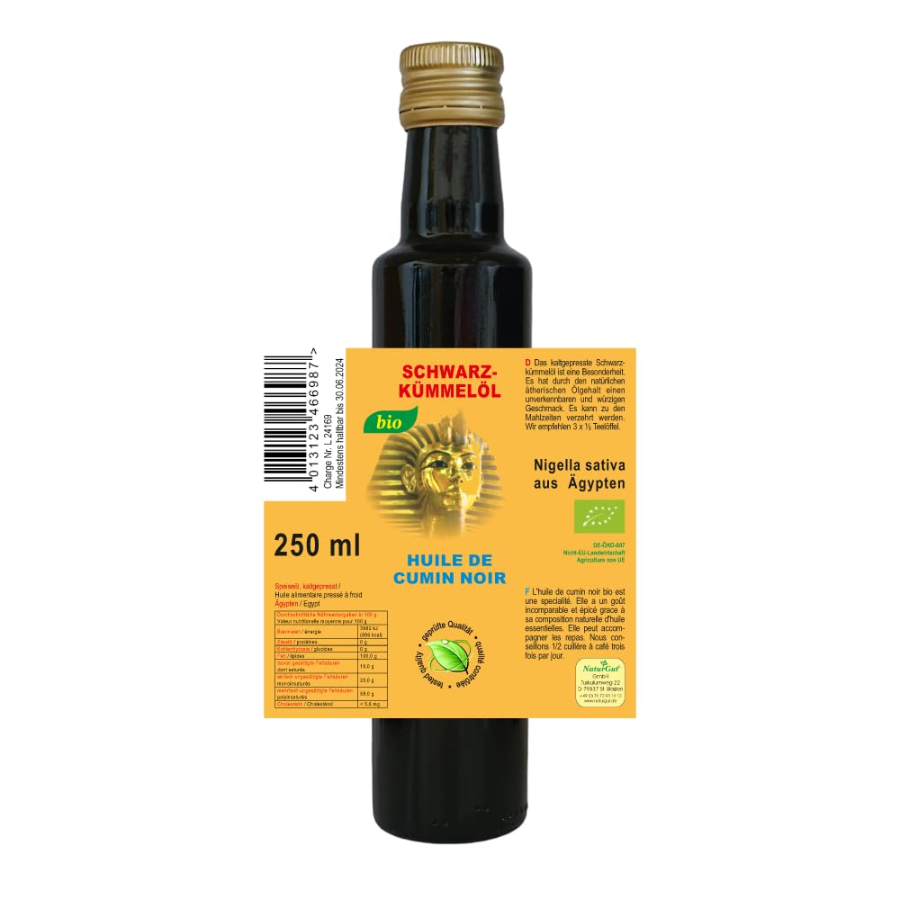 Olio di cumino nero biologico 100% genuino- nigella sativa dall'Egitto 250ml