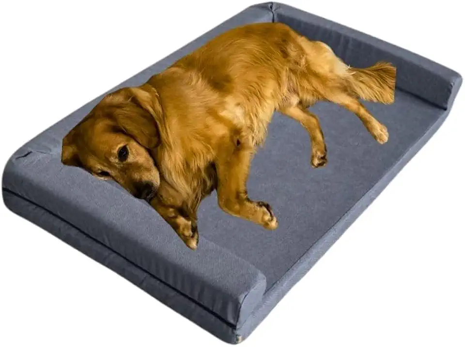 Cama Pet Grande Ortopédica Resistente 120x80 Impermeável e Confortável - Pet Querido (Sofá 120x80x17cm Cinza)