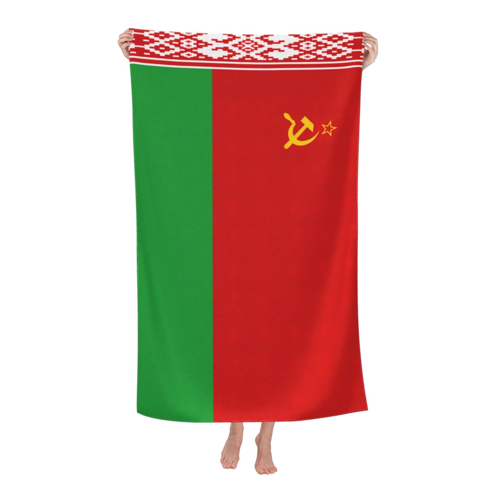Oazcvbnn Women's White Flag Of Belarus Print Adult Beach Towel Summer Travel Pool Vacation Swimming Fitness Outdoor Adventures