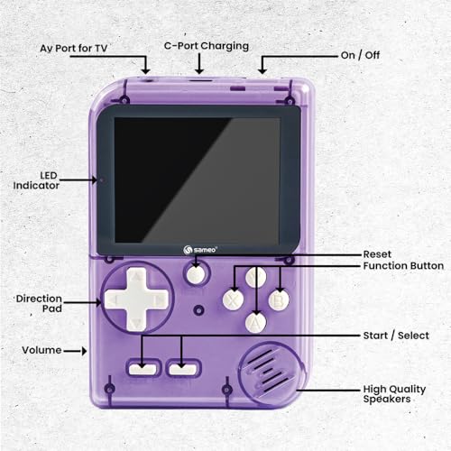 Image of Sameo Handheld Video Game Console, Dreamboy Retro Mini Game with 500 Classic Retro Game TV Compatible for Kids, Rechargeable 8 Bit Classic (Ice Purple)