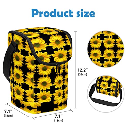 Bolsa de almuerzo para oficina y escuela con diseño floral de girasol 4