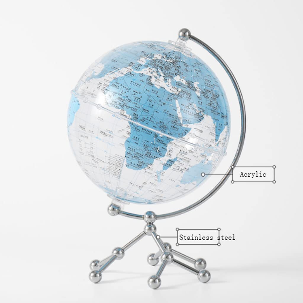 Globus świata Creatieve transparante acrylbol, unieke kunstaccessoires, met roestvrijstalen metalen beugel, verjaardagscadeau, moderne decoratie piękno i funkcjonalność