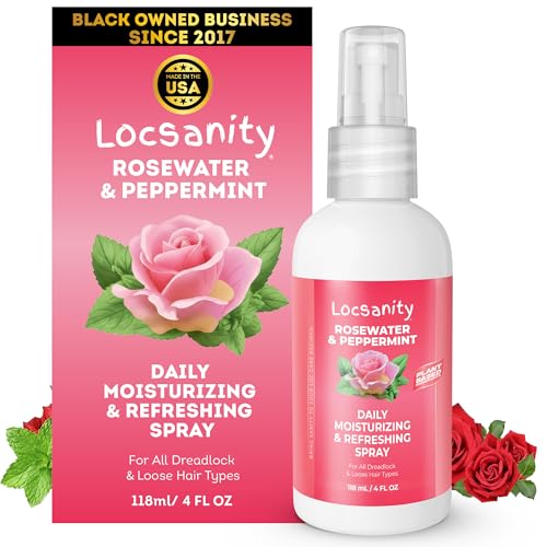 Loc Spray - Locsanity Daily Moisturizing Rosewater & Peppermint Spray for Locs Dreadlocks - Lightweight Frizz Control Hair & Scalp Moisturizer - Natural Loc Care (4 fl oz)