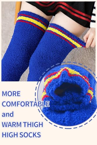 Image of CutiePlusU Womens Thigh High Fuzzy Socks Coral Fleece Over Knee High Sock - 1 Pair