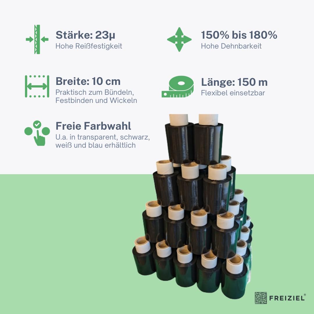 40 x Mini Stretchfolie 10 cm Rollen 23 my (schwarz)