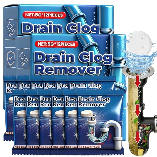 Strong Drain Effervescent Tablet for Kitchen & Bathroom Pipes - Quick-Dissolving Drain Clog Remover, Sink and Drains Cleaner, Deodorizer Remove Odor, For Kitchen, Bathroom Care (36PCS)