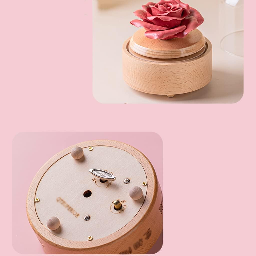 Music Box Everlasting Flower Music Box Rose Wooden Sky City Music Box Birthday Gift for Girlfriend Boy Romantic Wood Musical Box