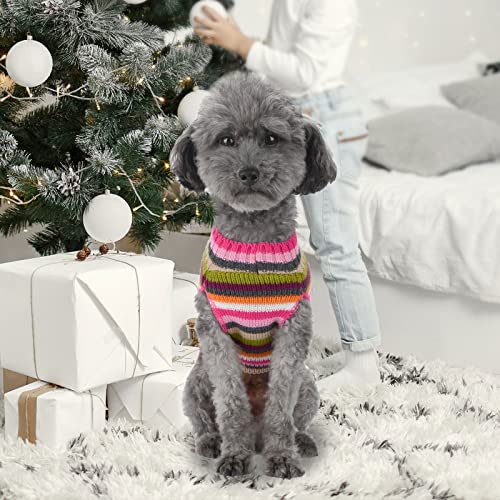 Hrttsy Dog Sweaters Cute Pink Bone Jumper Knitwear Fall Winter Warm Dog Turtleneck Sweater Puppy Pullover Vest Coat Costume Sweaters Pet Clothes For Small Medium Dogs Cats(Pink,L) #TOP2