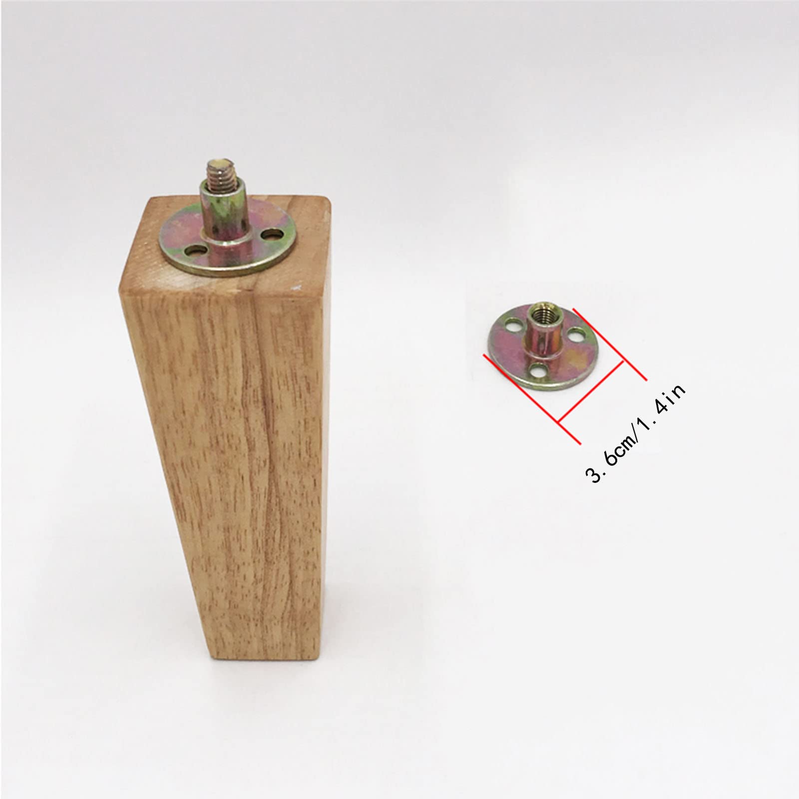 Btowin - Set van 4 massief houten meubelpoten - 8 cm - Met montageplaten en schroeven - Voor kast, bank, bed, voetenbank