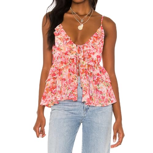 トップス sahara Drawstring Flower Motif Camisole sahara Drawstring Flower Motif Camisole