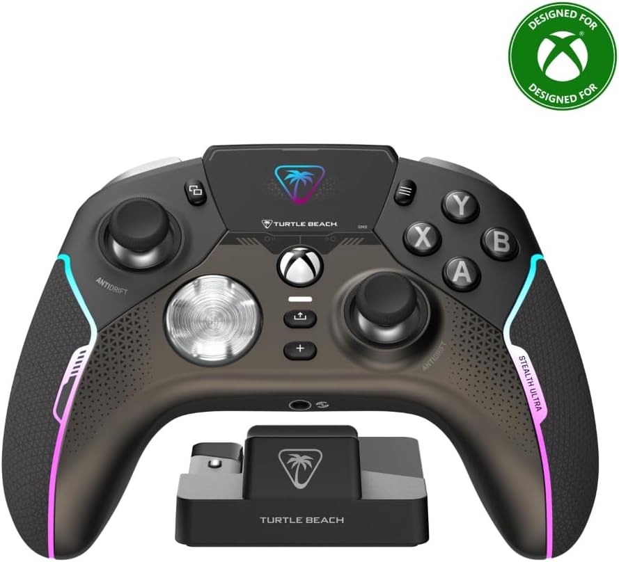 Turtle Beach Stealth Ultra High-Performance Wireless Gaming Controller Licensed for Xbox Series X|S, Xbox One, Windows PC & Android – LED Dashboard, Charge Dock, RGB Lighting, 30-Hr Battery, Bluetooth