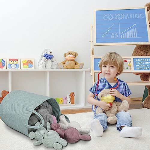 Image of XUANGUO Cotton Rope Laundry Basket Hamper for Clothes Large Light Green