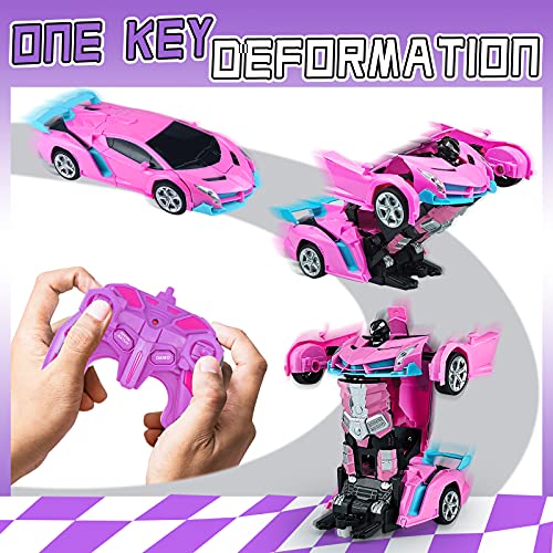 Hymaz Remote Control Car For Girls 3-5 6 7 8-12 Gifts, Pink/Purple Rc Racing Car & Truck & One Button Deformation & 360°Rotating Drifting Car Robot Toys For Kids Girls Boys #TOP1