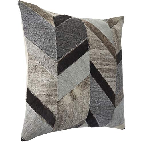 Lr Home Multicolored Chevron Faux Leather Throw Pillow, 20" X 20", Gray/Brown #TOP3