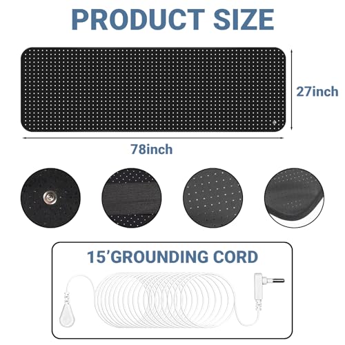 Image of Grounding Mat for Bed, Grounding Pad for Sleeping, Grounding Mattress with Grounding Wire, Grounding Sheets Earth Connected Grounded Pad for Better Sleeping, Balance, 27x78Inch