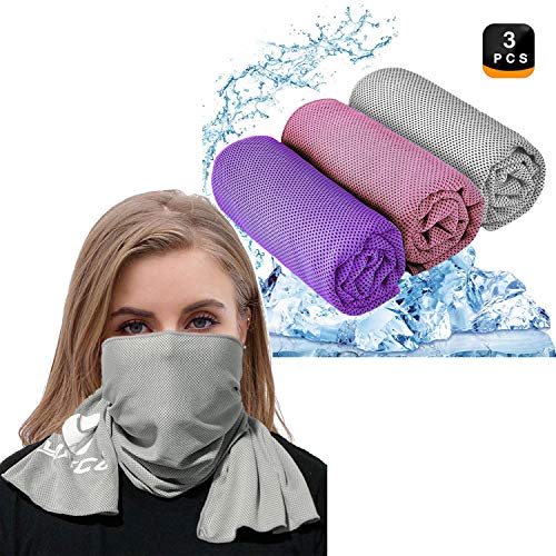 YQXCC Cooling Towel 3 Pcs (47"x12") Microfiber Towel for Instant Cooling Relief, Cool