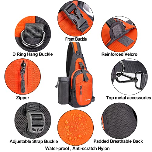 Amhoo Sling Backpack Chest Shoudler Crossbody Bag Water Resistant Hiking Daypack Large Orange #TOP3