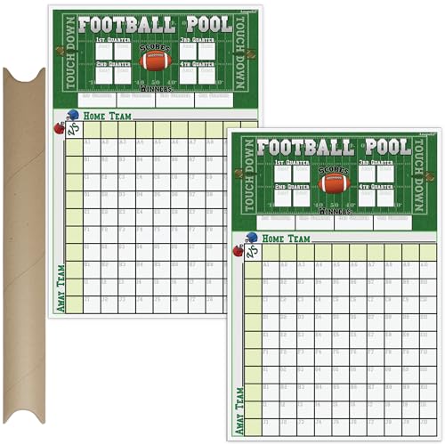 AnapoliZ Football Squares Pool Board 2pc Set | 13 x 19 Inch Large Size | Office Party Pool Poster | Big Game Party Decorations | Football Super Game Bowl Party Pool Poster (2)