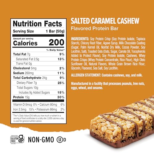 Image of Ready Protein Bars, Salted Caramel Cashew, 15g Whey Protein, 12 Ct