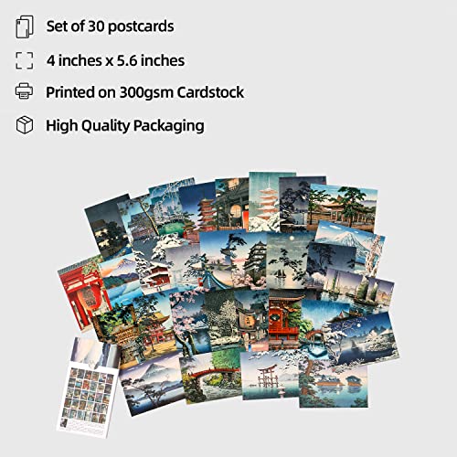 Tsuchiya Koitsu Art Postcards, Famous Painting Japanese Artwork Post Cards Bulk Pack(30 Pack), Aesthetic wall art prints decor, Postcards Poster for School Students Teacher Thank You Note Cards