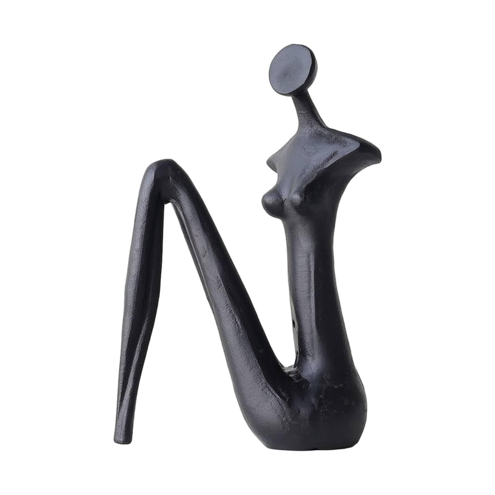 Human Figure Sculpture Minimalist Human Sculpture Artistic Abstract Ornament for Simplicity Lovers, Living Room, Home Office, Bookshelf Black Sitting Figure-image-36