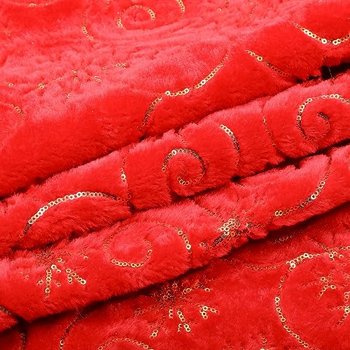 Joyyy-Christmas-Tree-Skirt-Red-48inch-Luxury-Faux-Fur-Snowflake-Beaded-Tree-Skirt-for-Holiday-Christmas-Party-Tree-Decoration Joyyy Christmas Tree Skirt Red 48inch Luxury Faux Fur Snowflake Beaded Tree Skirt for Holiday Christmas Party Tree Decoration